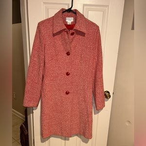 CHARLES GRAY London Brick Houndstooth Jackie Kennedy Red Wool Coat Medium